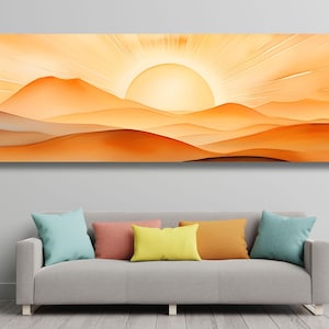 Panoramic Sunrise Wood Wall Art Above Bed Decor Canvas Wooden Long Sunshine Bedroom Wall hanging setting sun rising sun Christmas Gift