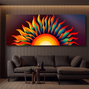 Panoramic Sunrise Wood Wall Art Above Bed Decor Canvas Wooden Long Sunshine Bedroom Wall hanging setting sun rising sun Christmas Gift