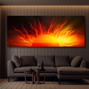 Panoramic Sunrise Wood Wall Art Above Bed Decor Canvas Wooden Long Sunshine Bedroom Wall hanging setting sun rising sun Christmas Gift