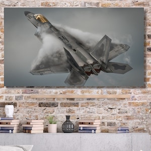 Fighter Jets Canvas Or Poster, F-22 Raptor Wall Art, Aircraft Wall Print, F22 Figther Printing, Vintage Wall Art, F22 Canvas gift Wall art