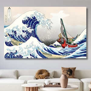 Zelda in the Great Waves Leinwand Wandkunst, Zelda Atem der Wilden Leinwand Poster, The Legend of Zelda Print The Great Sea Summer Wanddekoration