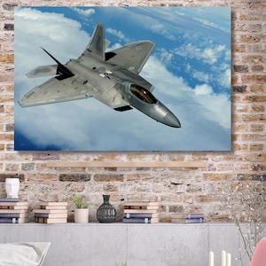 Fighter Jets Canvas Or Poster, F-22 Raptor Wall Art, Aircraft Wall Print, F22 Figther Printing, Vintage Wall Art, F22 Canvas gift Wall art