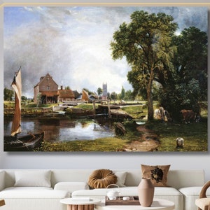 Dedham Lock and Mill John Constable Canvas Art (1820) Landscape in Victoria and Albert Museum London Hand Painted Constable Christmas Gift