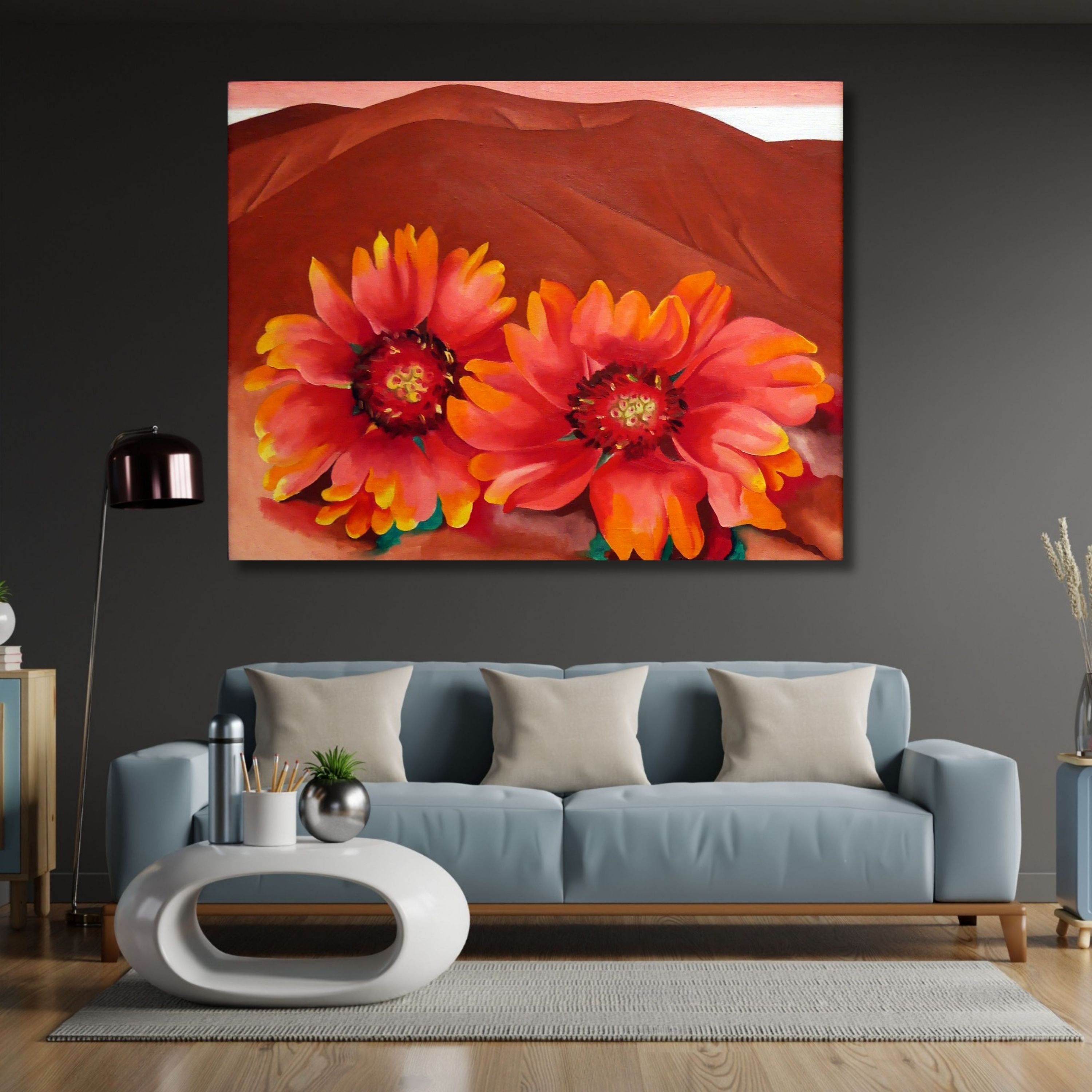 Georgia O'keeffe Red Hills With Flowers Giclee, Georgia O'keeffe
