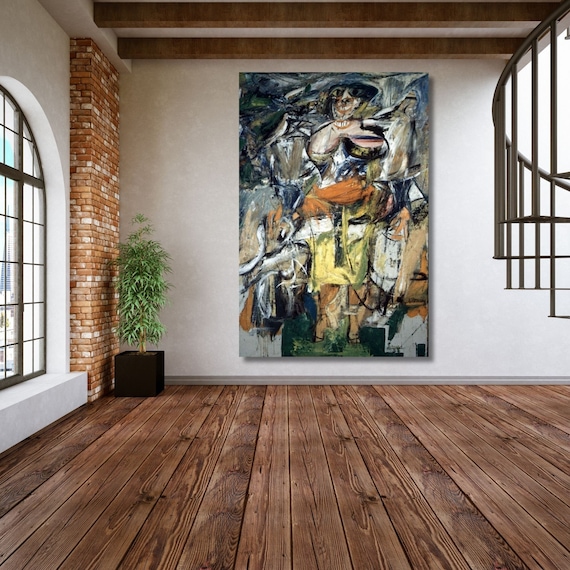 Willem De Kooning Woman and Bicycle Canvas Wall Art Abstract Wall
