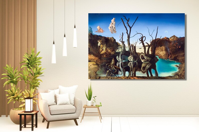 Salvador Dali Swans Reflecting Elephants Poster 1937 Salvador Etsy