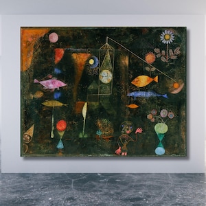 Paul Klee Golden fish Canvas Wall Art Paul Klee Canvas Print Castle and Sun Canvas Artworks Paul Klee Castle Painting art Christmas Gift