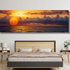 Panoramic Sunrise Wood Wall Art Above Bed Decor Canvas Wooden Long Sunshine Bedroom Wall hanging setting sun rising sun Christmas Gift