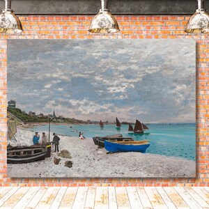 The Beach at Sainte-Adresse (1867) by Claude Monet high resolution Wall art Monet&#39;s Canvas Poster Claude Monet Design Christmas Gift