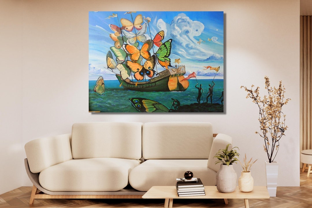 Salvador Dali Ship With Butterfly Sails Canvas Art, Dali Canvas ...