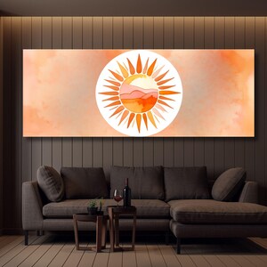 Panoramic Sunrise Wood Wall Art Above Bed Decor Canvas Wooden Long Sunshine Bedroom Wall hanging setting sun rising sun Christmas Gift