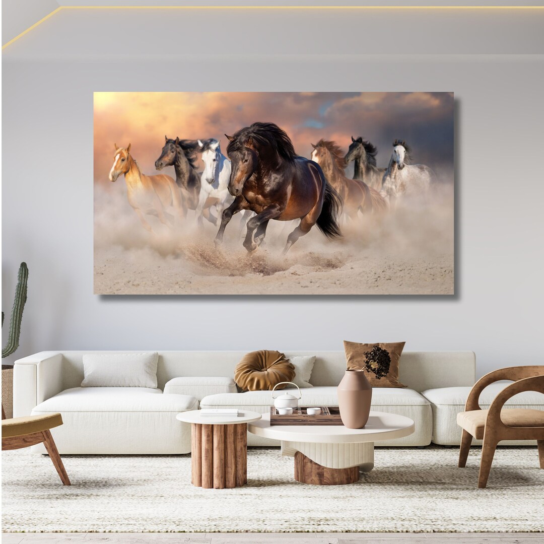 7 Running Horses Canvas Wall Art, 7 Running Horses Wall Art, Poster