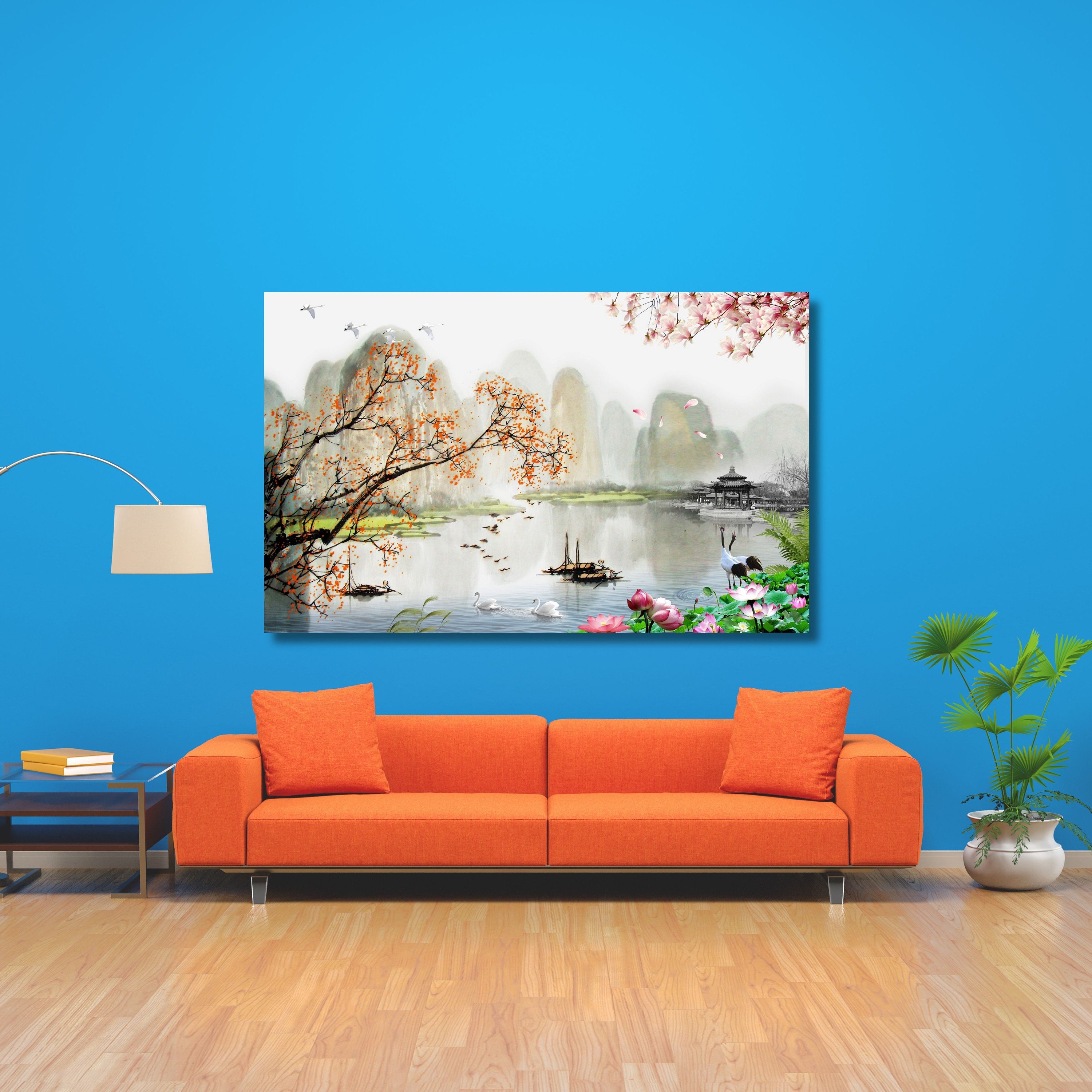 Japan Print Art Wall Decor,japanese Landscape Painting of Pine Trees ...