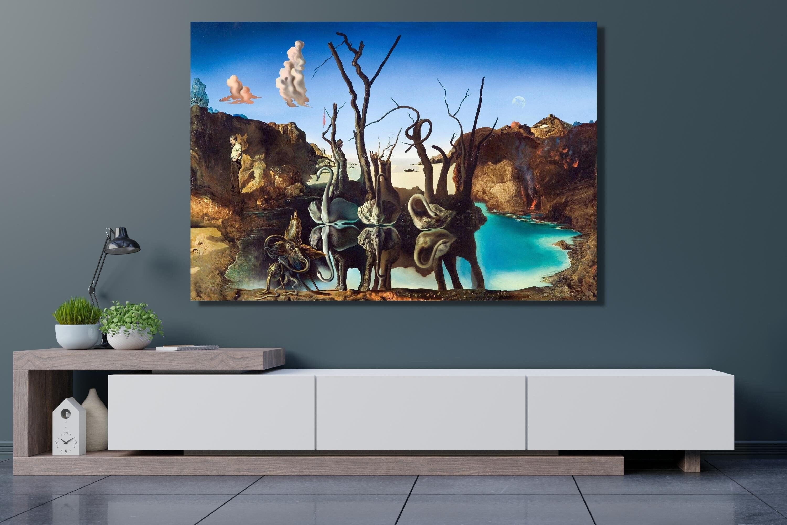 Salvador Dali Swans Reflecting Elephants Poster 1937 Salvador Etsy