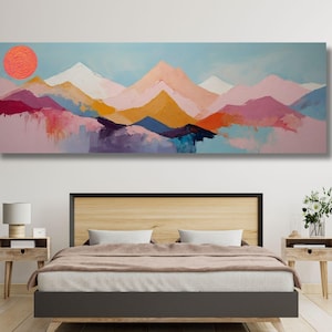 Panoramic Sunrise Wood Wall Art Above Bed Decor Canvas Wooden Long Sunshine Bedroom Wall hanging setting sun rising sun Christmas Gift