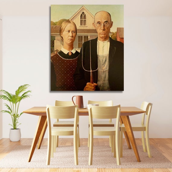 Grant Wood American Gothic 1930 Canvas Wall Art Grant Wood Wall