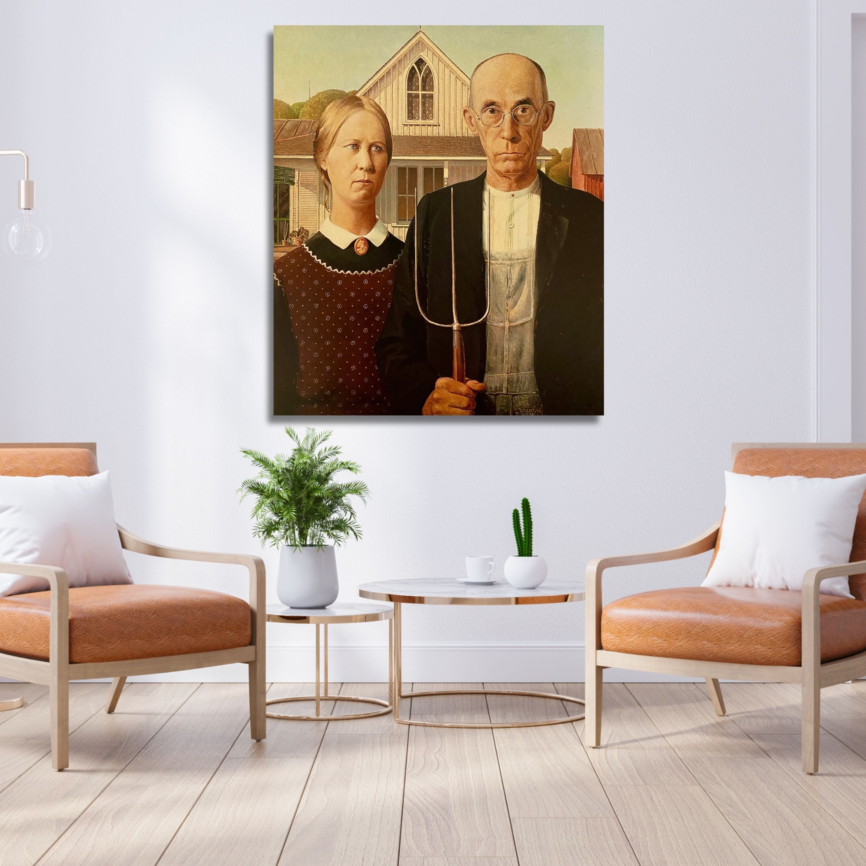 Grant Wood American Gothic 1930 Canvas Wall Art Grant Wood Wall