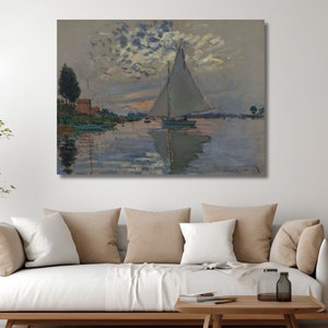 Claude Monet Houses on the sea by Monet Wall art Claude Monet&#39;s Canvas Wall art Poster Claude Monet Design Christmas Gift