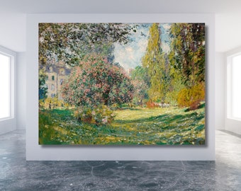 クロード・モネ、風景画、モンソー公園、1878年、美術館品質のロールド