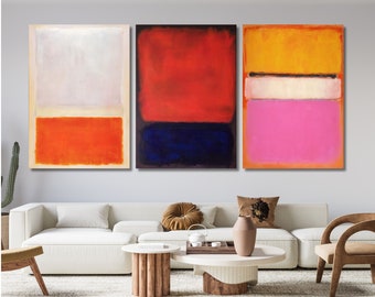 Mark Rothko Set Of 3 Wall Art, Mark Rothko Canvas Prints, Mark Rothko Print, Abstract Art Print, Rothko Reproduction Poster, Minimalist Art