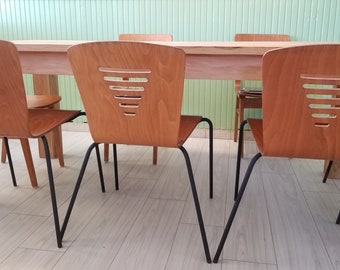 Vintage Bent Plywood Dinning Chairs ( Set of 4 ) / Stacking