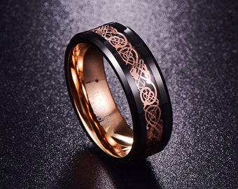 Bague en tungstène fait main 8 mm, bague de mariage homme, bague de fiançailles, bague personnalisée, bague femme, bague d'anniversaire, bague de promesse