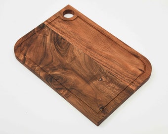 Affinity Decor Handmade Square Wooden Chopping Board Series Acacia Wood Cutting and Chopping Board Natural Serving Board with Hole