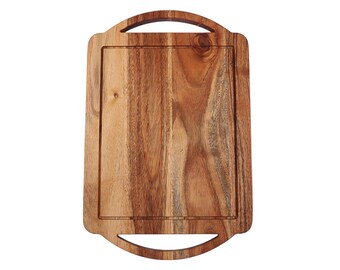 Affinity Decor Handmade Wooden Chopping Board Series Acacia Wood Cutting and Chopping Board Natural Serving Board with Double Handle