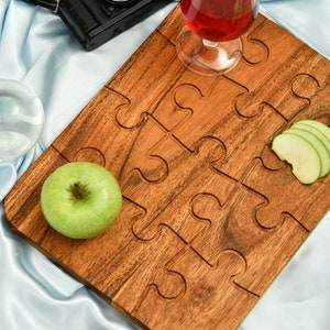 Handmade Puzzle Shaped Wood Cutting Board, Wooden Chopping Board, Serving Platter, Charcuterie Boards, Birthday Gift, Funny Cutting Board