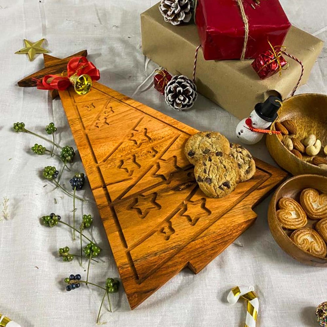 Handmade Star Christmas Tree Cutting Board, Wooden Cutting Board