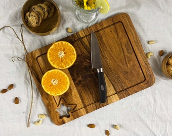 Wooden Cutting Board, Large Wood Cutting Board, Cutting Board Wood for Kitchen, Cheese Cutting Board, Cutting Board with Grooves, Gift Idea