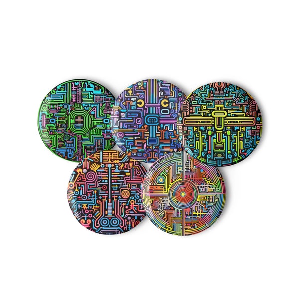 Y2KCore-HighTech-Trippy 2000s Nostalgy Pin Set (5 Pieces)