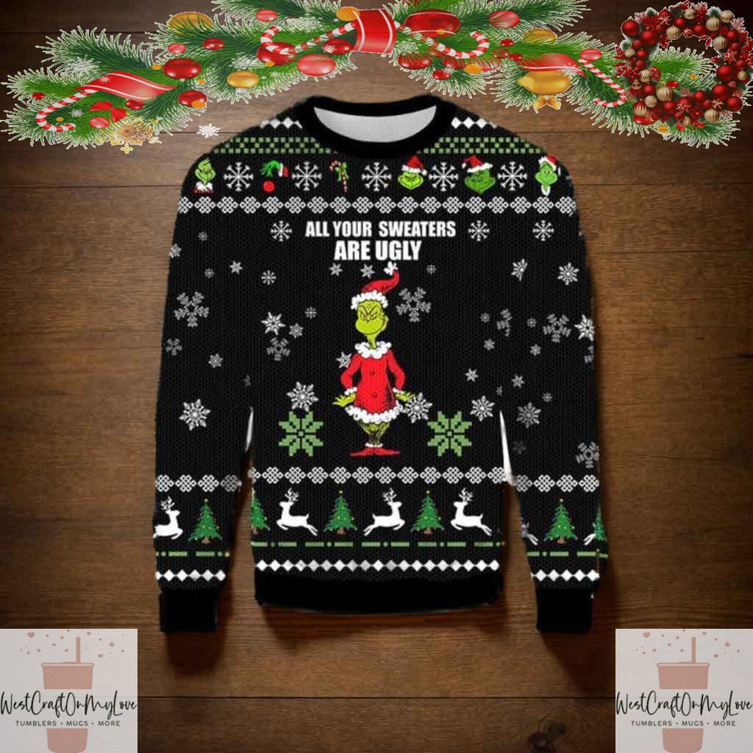 Ugly Grinch Christmas Sweaters Kidadult Christmas Holiday Etsy UK