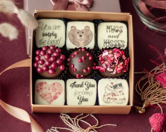 Personalized love premium chocolate box, Gourmet handmade artisanal chocolate, Tasty sweet Valentine present, Surprise luxury gift set
