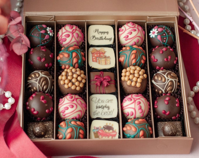 Premium delicious chocolate set, Surprise box for Birthday, Artisan handmade Luxury chocolate present to congratulate, Birthday party idea