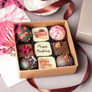 Personalized box of artisanal handmade chocolate, Unique Birthday gift idea Special Birthday present, Luxury gift set, Fresh delicious sweet zdjęcie 5