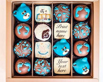 Baby shower chocolate gift box Its a boy Handmade chocolate favor box Baby shower surprise box New baby boy favor