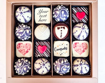 Chocolate box for wedding day, new couple gift idea, Just married, luxury collection, milk and dark chocolate