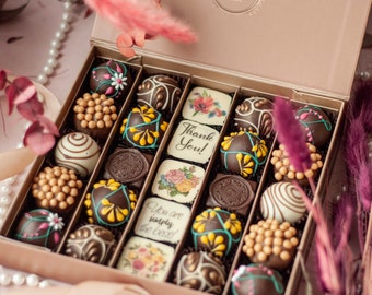 Personalized luxury box of chocolate, Thank you present, Express gratitude, Artisanal handmade chocolate surprise, Premium gift idea