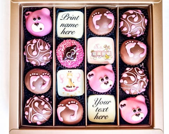 Baby shower chocolate gift box Its a girl Handmade chocolate favor box Baby shower surprise box New baby girl favor