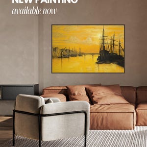 Thames Below London Bridge Oil Painting Print – London River Scene Wall Art, British Cityscape Digital Download, Vintage Style Home Decor