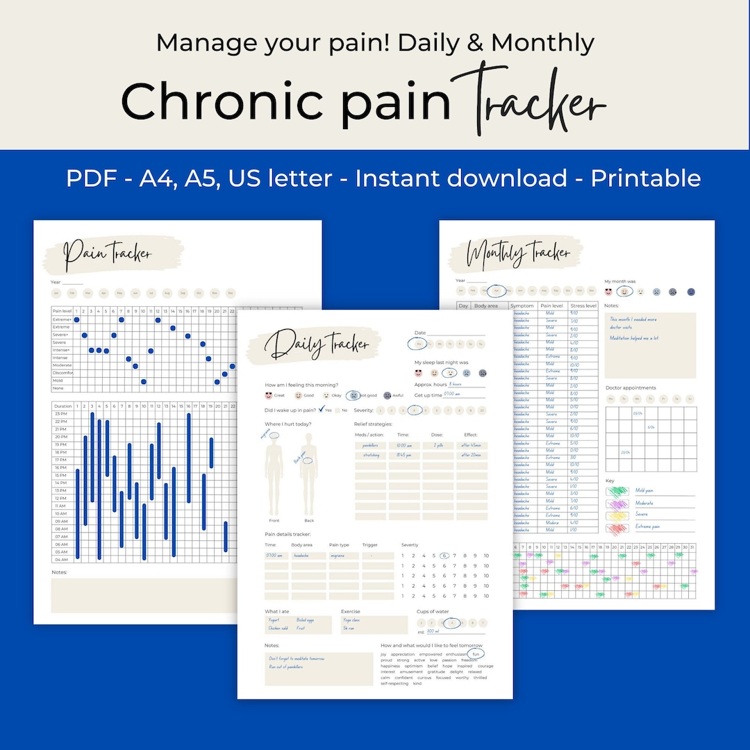 Printable Chronic Illness Tracker Symptom Tracker Daily Pain Etsy