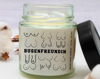 Lustige Duftkerze im Glas, Busenfreundin, Champagner Bettwäsche Kirsche Kerze, Geschenk für Freundin, Geschenk für Freund, Sojawachs Kerze