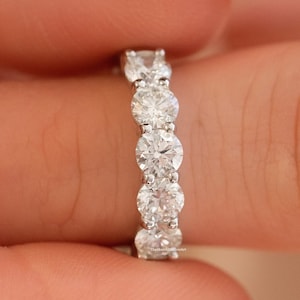 5MM Round Cut 3/4 Eternity Engagement Band / Simulated Stone Wedding Band in 925 Sterling Silver / Proposal Gift&#39;s for Her / Daily Wear Ring