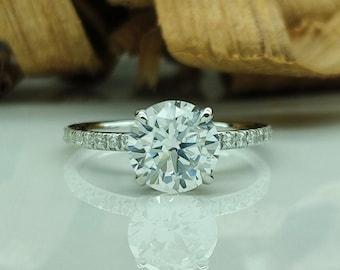 2CT Round Cut Wedding Ring / 925 Silver Accent Ring / 14K Gold Plated Promise Ring / Anniversary Gift Ring / Travel Ring