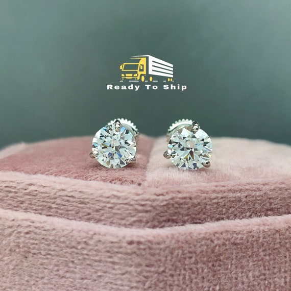 2 carat diamond stud earrings screw back deals