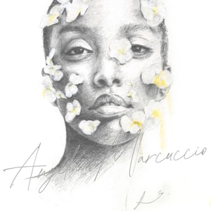 Original Fine Art, Kunstwerk Aquarell Druck und Bleistift Zeichnung Druck. Wandkunst, Porträt Illustration und Modekunst. FIORI DI FRANGIPANI