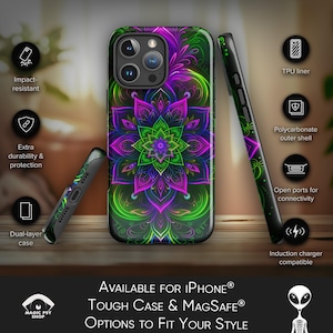 Psychedelic MagSafe® and Tough Case for iPhone® – Dual-Layer Protection, Shock-Absorbing Liner, Vibrant Trippy Art Design Gift #MSC55