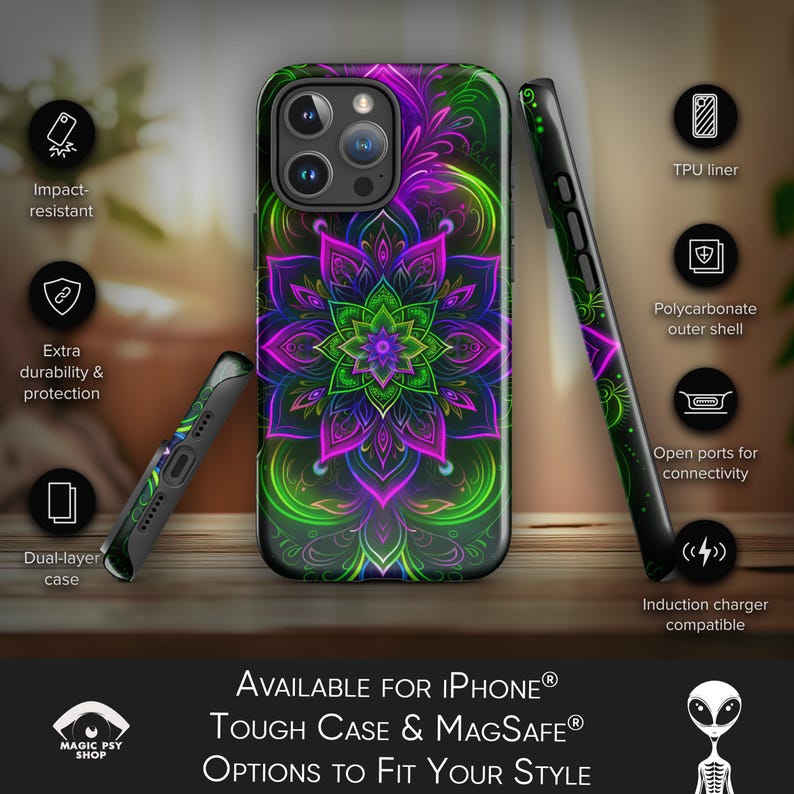 Psychedelic iPhone Case – Shamanic Symbol Pattern, Mandala, Lightweight ...