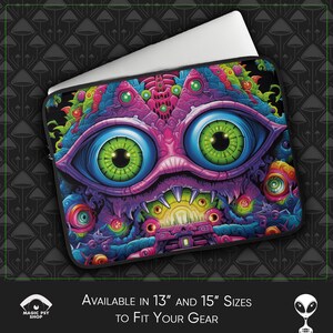 Psychedelic Laptop Sleeve: Trippy Neoprene, Faux Fur Lined